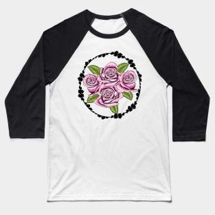Pink Roses Baseball T-Shirt